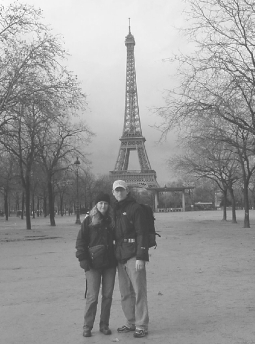Seth Martin and Mary Martin at Eiffel Tower in Paris, France.